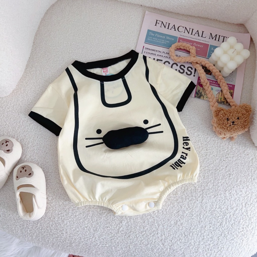 Bodysuit bé trai, bé gái. Body chip họa tiết thỏ cho bé sơ sinh 3-12kg. Chất liệu cotton tàu thoáng mát. Stella shop