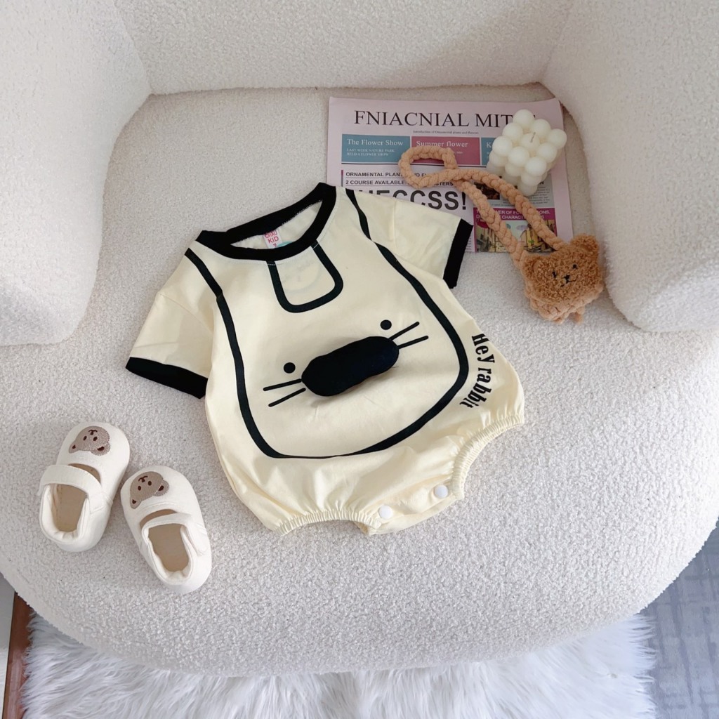 Bodysuit bé trai, bé gái. Body chip họa tiết thỏ cho bé sơ sinh 3-12kg. Chất liệu cotton tàu thoáng mát. Stella shop