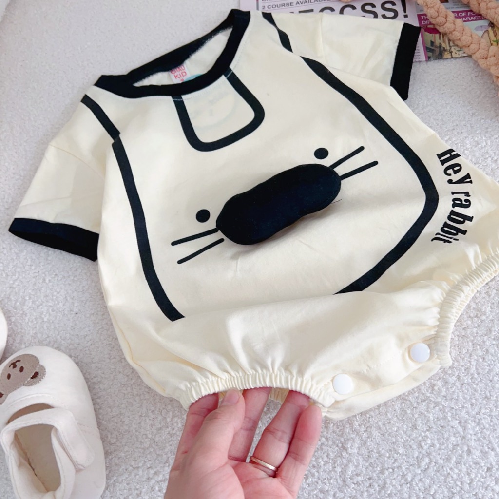 Bodysuit bé trai, bé gái. Body chip họa tiết thỏ cho bé sơ sinh 3-12kg. Chất liệu cotton tàu thoáng mát. Stella shop