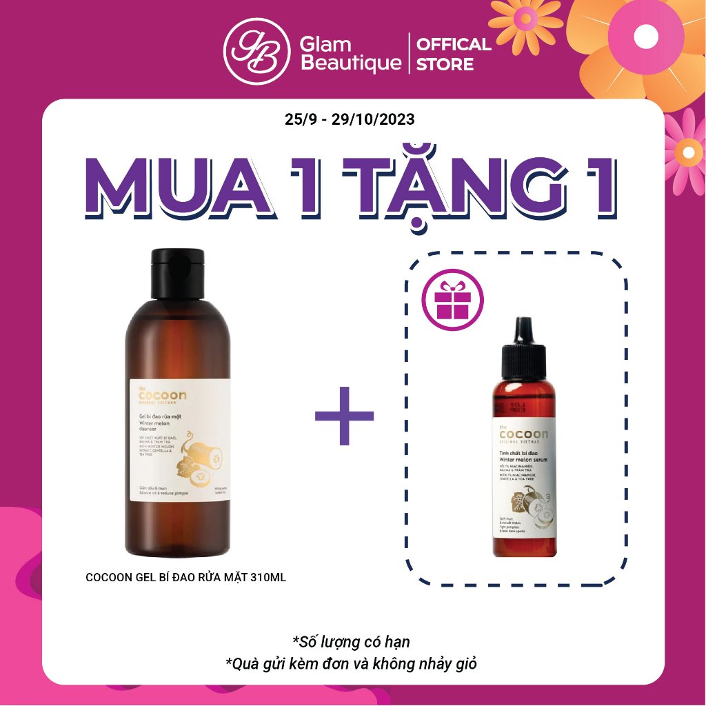 Gel rửa mặt bí đao làm sạch da Cocoon 310ml Glam Beautique