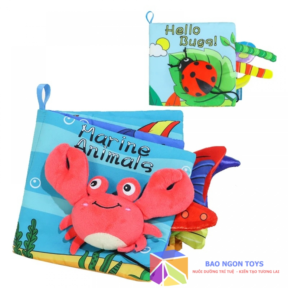 Đồ chơi kỹ năng sách vải động vật dễ thương cho bé sơ sinh giúp Phát Triển Thị Giác,Ngôn Ngữ, Kỹ Năng BAO NGON TOYS SV83