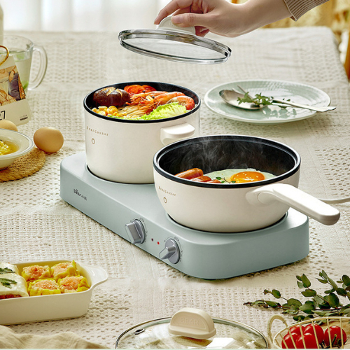 Bộ Bếp Điện Kèm Nồi,Chảo Và Lồng Hấp Bear DRG-E12J1 Hàng Chính Hãng