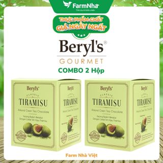 (Combo 2 Hộp) Socola Tiramisu Almond Green Tea Chocolate 100g Beryls - Socola hạnh nhân trà xanh bột phô mai mascarpone