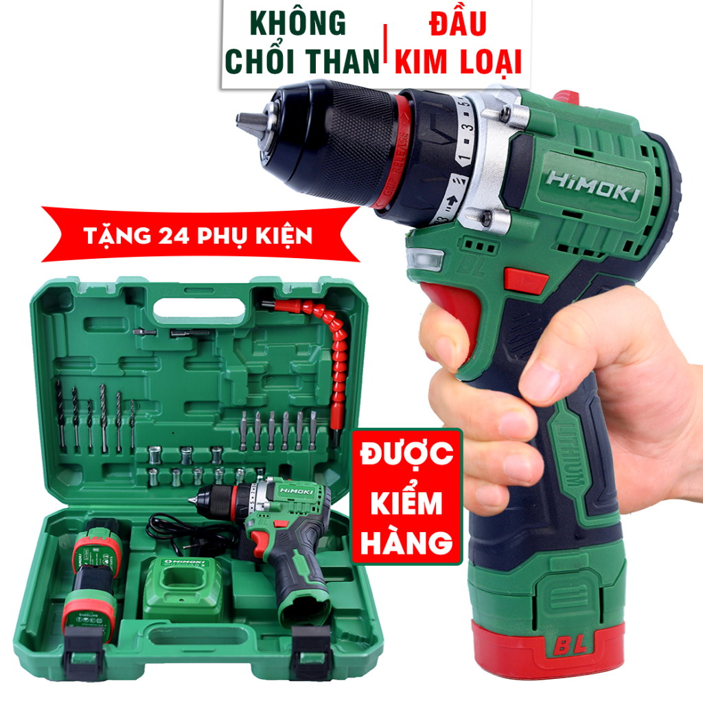 [Chính Hãng - Không Chổi Than] Máy Khoan Pin HIMOKI 16.8V HM-ID1610BL - Lõi Đồng 100% - Full Phụ Kiện 24 Món