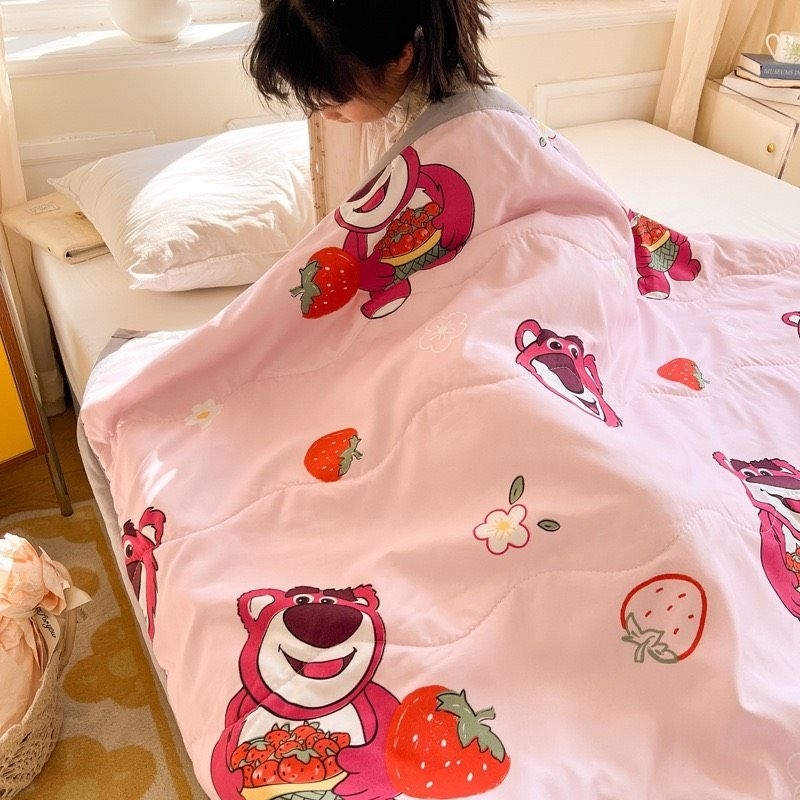 Mền đắp cotton Gấu dâu cho Bé mềm mại thoáng mát chính hãng Disney