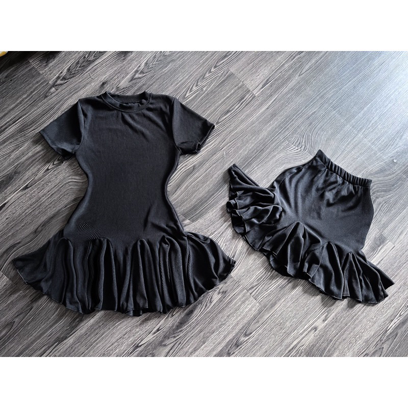 Đầm Thun Cổ Tròn Xoè 2 Tầng Thun Tăm QC Cá Tính Dễ Thương Đầm Dáng Xoè - Thời Trang Nữ Giá Rẻ