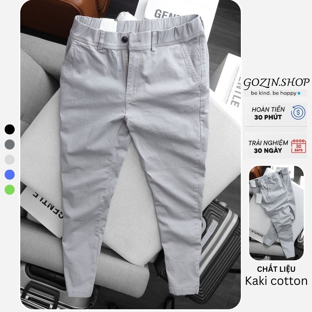 Quần dài jogger nam GOZIN.SHOP chất vải kaki cotton co giãn thoáng mát bigsize