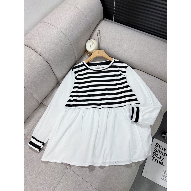 Áo bầu thu đông công sở, áo bầu dài tay baby doll TK029 phối sơ mi siêu xinh