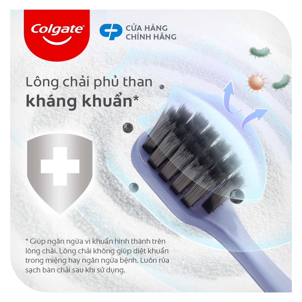 Bộ 3 bàn chải Colgate Gentle Charcoal đầu chải rộng, than hoạt tính kháng khuẩn