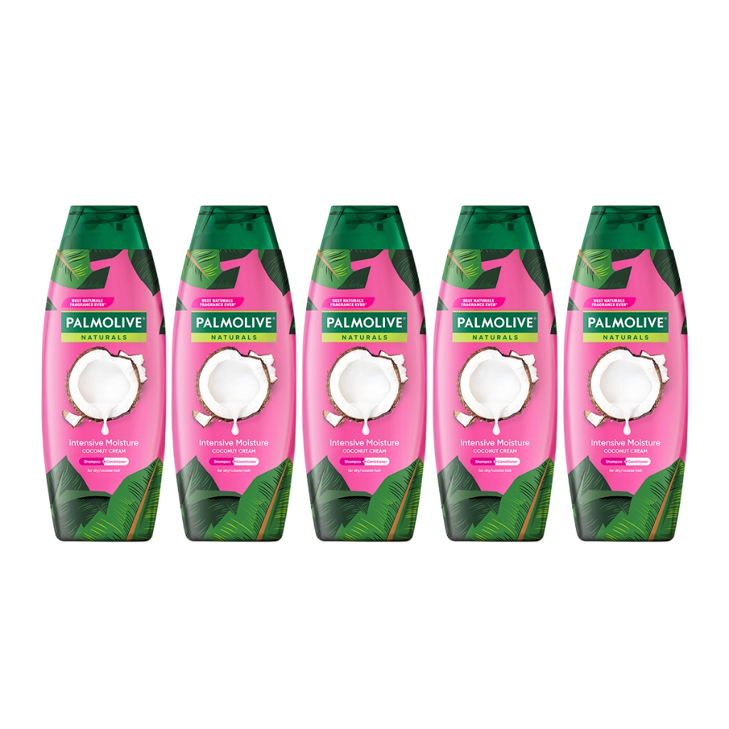 Bộ 5 Dầu gội Palmolive kèm xả 2 trong 1 chiết xuất thiên nhiên Dưỡng Ẩm Bổ Sung 180ml