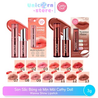 Son thỏi dưỡng có màu sắc bóng và mịn môi cathy doll wanna shine lipstick 3g