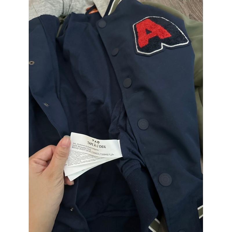 Áo khoác bomber gió A phối tay rêu TAO cho bé