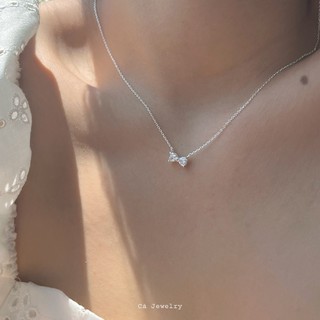  Dây chuyền nữ vòng cổ nữ bạc s925 basic mặt nơ pha lê DC248 phong cách Hàn Quốc Cá jewelry 