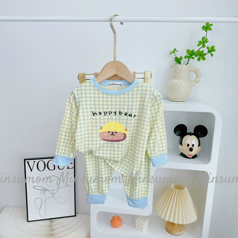 Bộ dài thun lạnh in hình ngộ nghĩnh bé trai bé gái từ 8-18kg