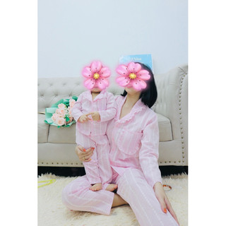 Bộ mặc nhà thô cotton mẹ và bé