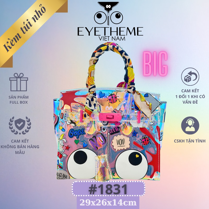 【 EYETHEME 】 Túi Đeo Hay Xách Phom Lớn Đứng Họa Tiết Thanh Lịch 7 Màu Với Điểm nhấn khóa hồng cao cấp 1831 ơi