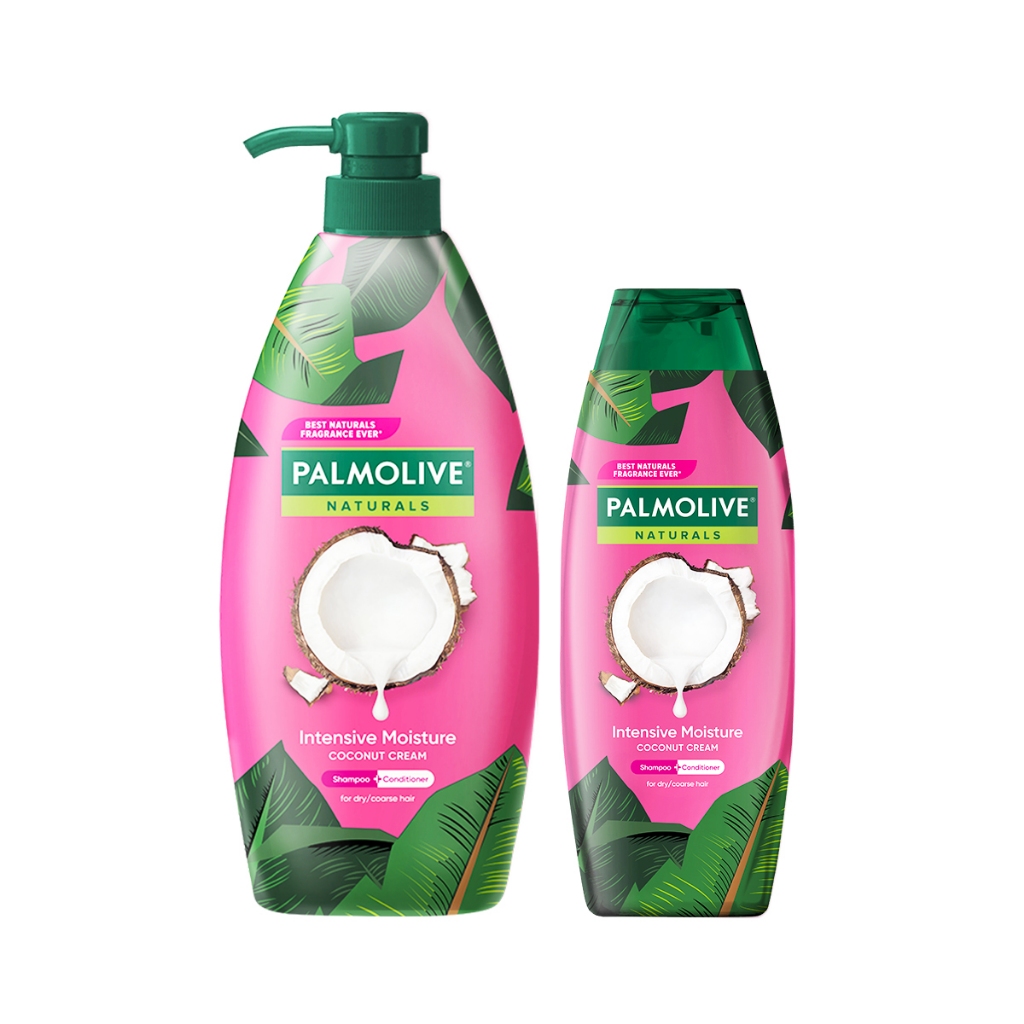 Bộ 2 Dầu gội Palmolive kèm xả 2 trong 1 chiết xuất thiên nhiên từ Sữa Dừa 600ml và 180ml