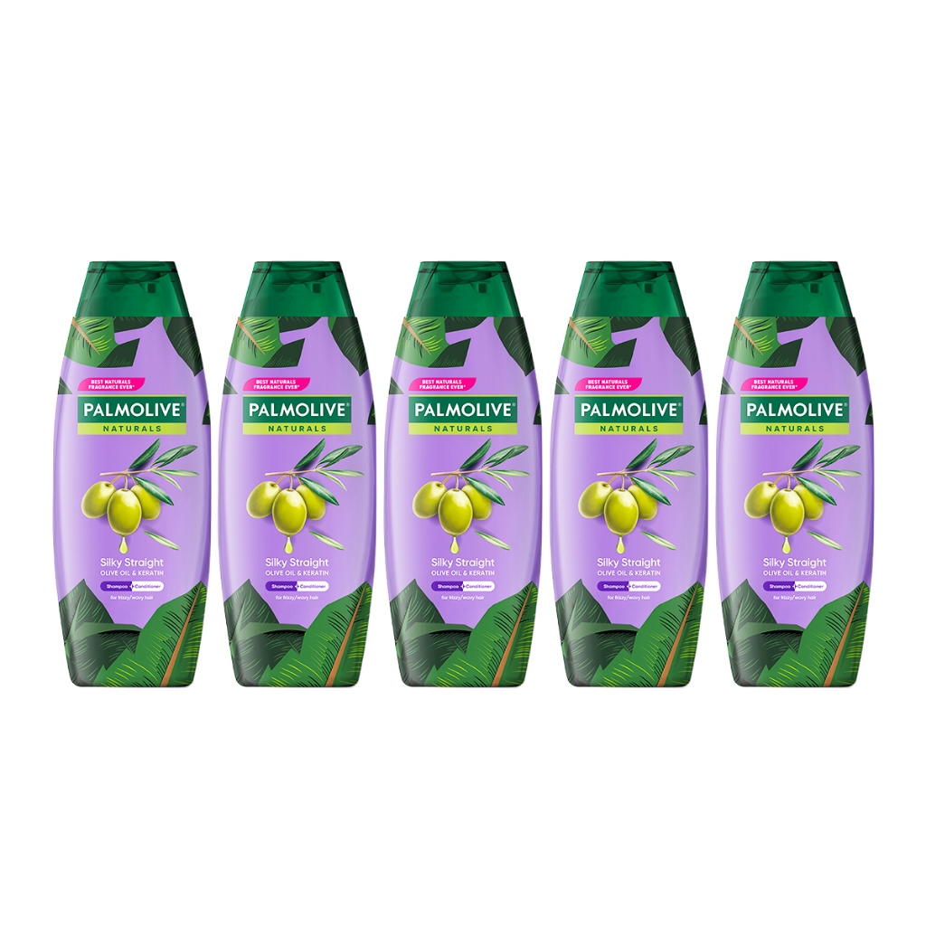 Bộ 5 Dầu gội Palmolive kèm xả 2 trong 1 chiết xuất thiên nhiên Suôn Mượt Óng Ả 180ml