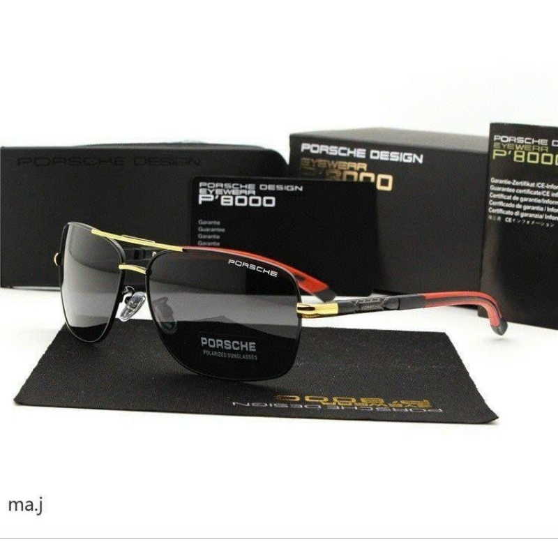 Kính mát kính râm nam màu đen phân cực chống chói uv400 bảo vệ mắt kèm hộp khăn PC 8724