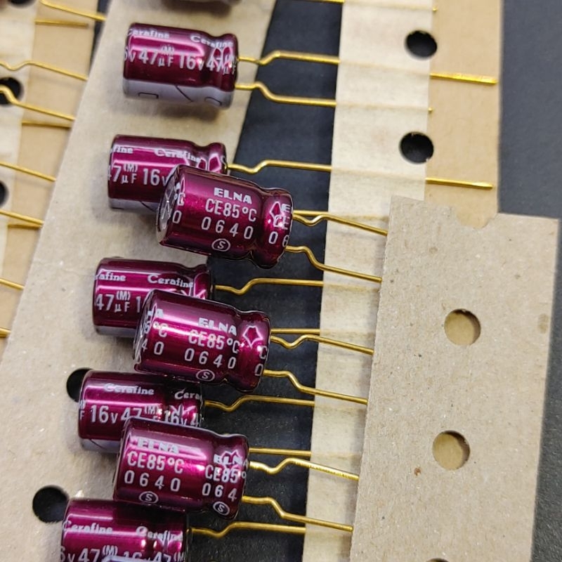 Tụ điện 47uF 16V Elna Cerafine hàng NOS chân vàng chính hãng