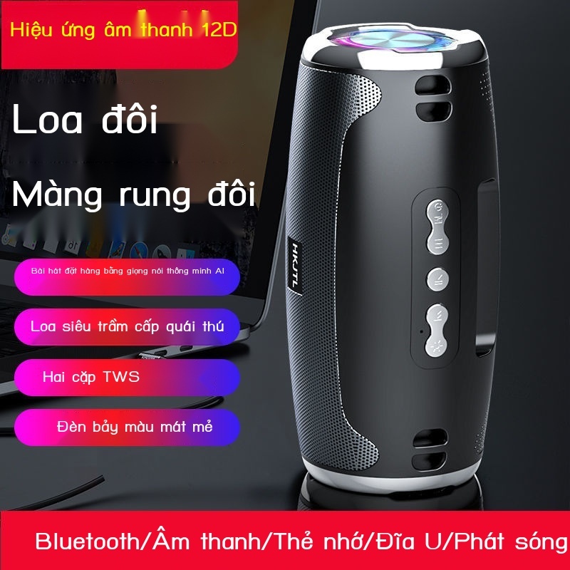 Loa Bluetooth không dây Loa đôi Loa siêu trầm Loa Bluetooth Bass Mạnh Có Đèn Led RGB Loa Bluetooth Khủng Bass