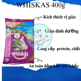 THỨC ĂN CHO MÈO Whiskas Dạng Viên Vị Cá Biển Túi 400g Xuất Xứ Thái Lan