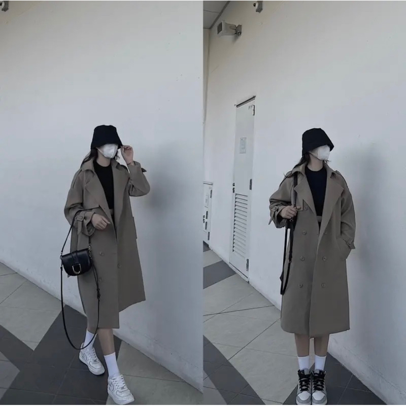 Áo mangto kaki Hàn dáng dài siêu dày ấm hàng QC cao cấp