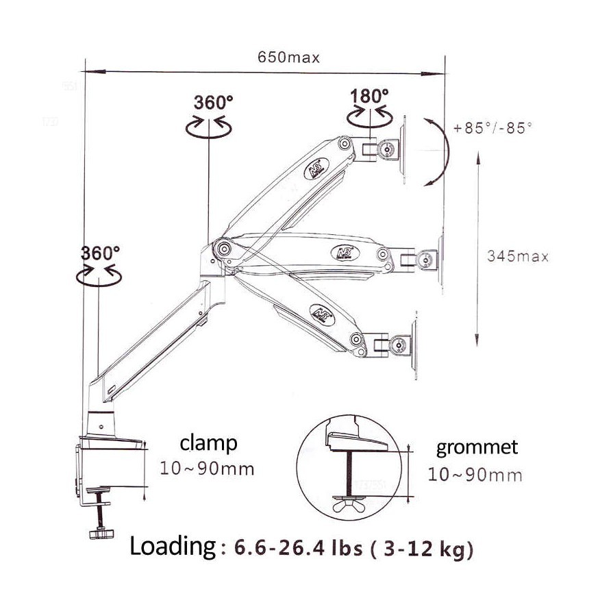 Giá treo màn hình máy tính Cao Cấp NB F100A 22 - 35 inch Arm