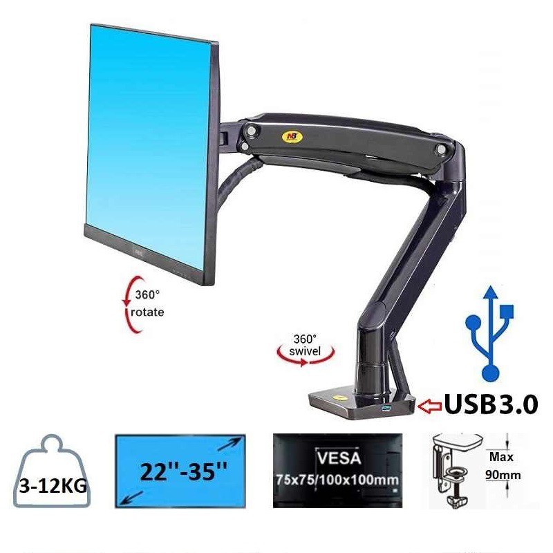 Giá treo màn hình máy tính Cao Cấp NB F100A 22 - 35 inch Arm
