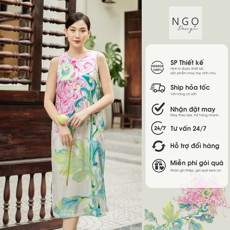 Ngọ Design - Đầm Cúc Đoá - Đầm Suông Sát Nách