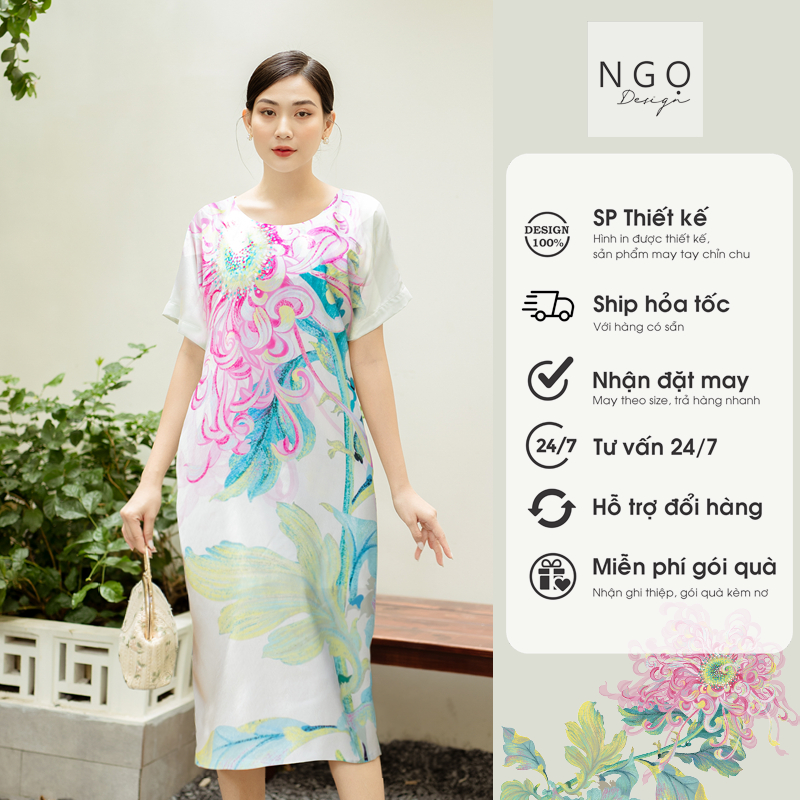 Ngọ Design - Đầm Cúc Đoá - Đầm suông tay liền