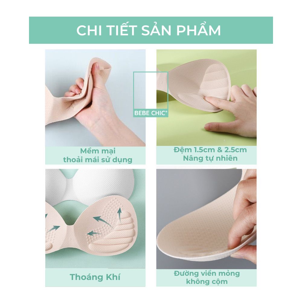 Mút Đệm Nâng Ngực 1.5 và 2.5cm Cho Áo Bra, Áo Gym, Yoga BEBECHIC