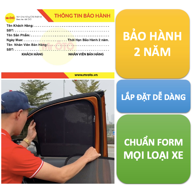 Rèm che nắng ô tô Loại 1 Mr Ô Tô - Chống UV - Thành phần an toàn 100% (bộ 4 tấm 4 cánh cửa)