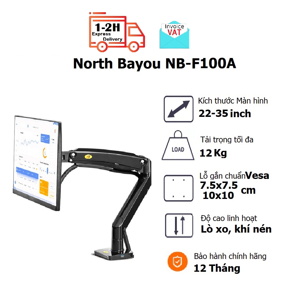 Giá treo màn hình máy tính Cao Cấp NB F100A 22 - 35 inch Arm