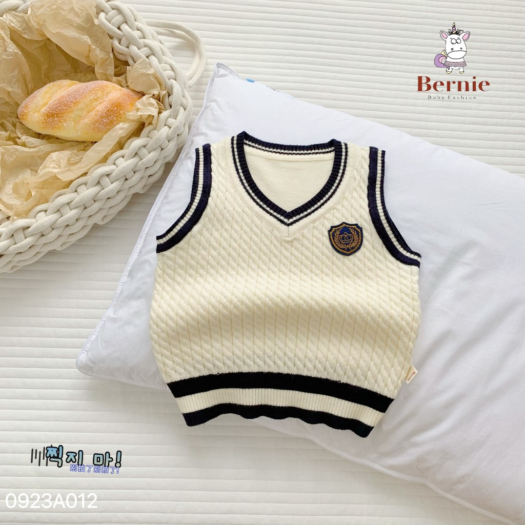 Áo gile len thừng phối viền Bernie cho bé