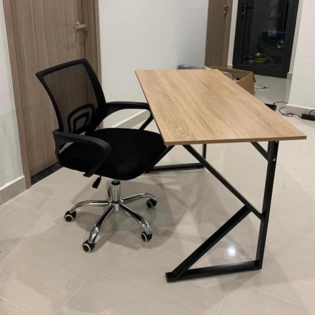 Bộ bàn làm việc 2 món gấp gọn 1099( ghế xoay + bàn chân sắt UKZ) - bàn học chân K, sơn tĩnh điện