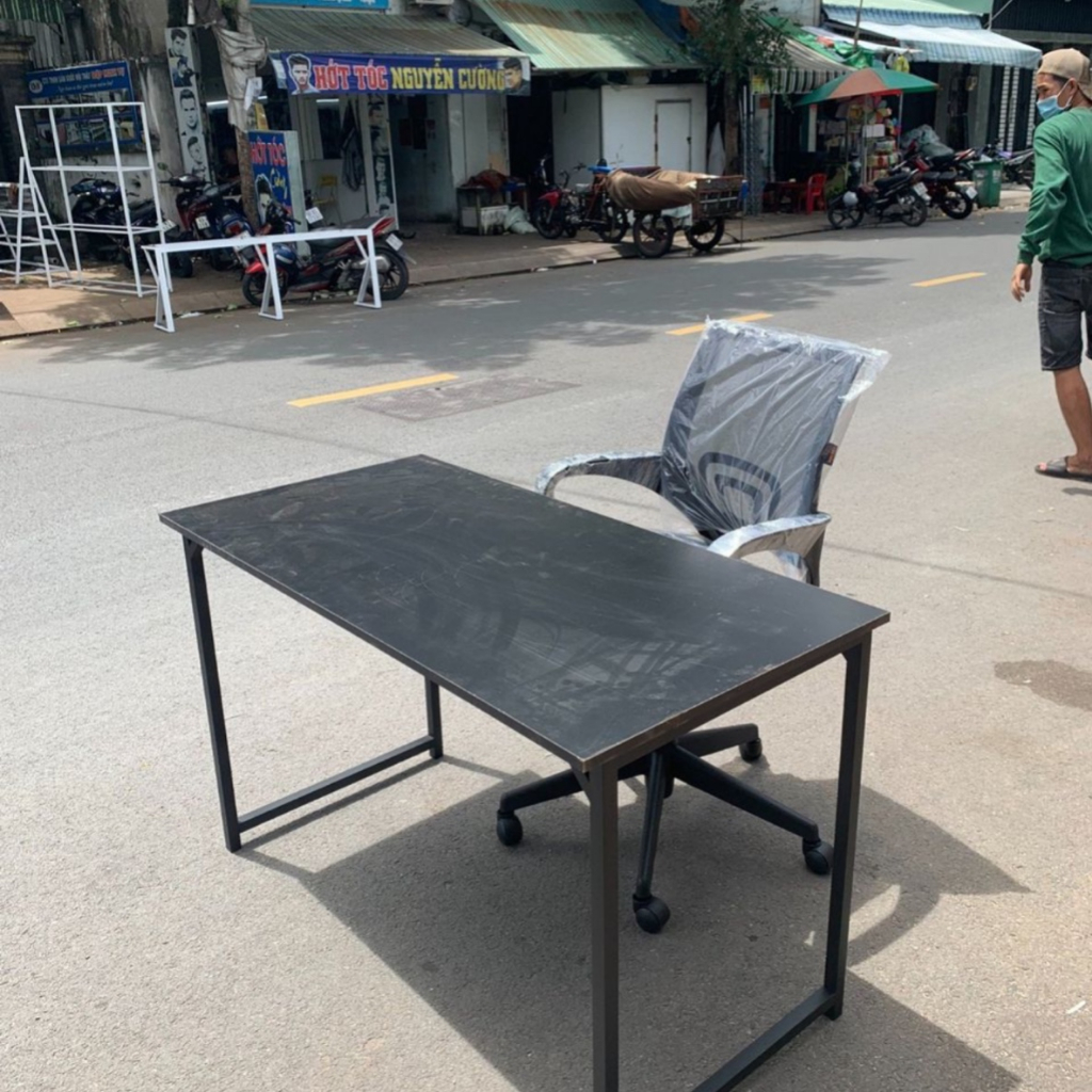 Bộ bàn làm việc 2 món gấp gọn 1099( ghế xoay + bàn chân sắt UKZ) - bàn học chân K, sơn tĩnh điện | BigBuy360 - bigbuy360.vn