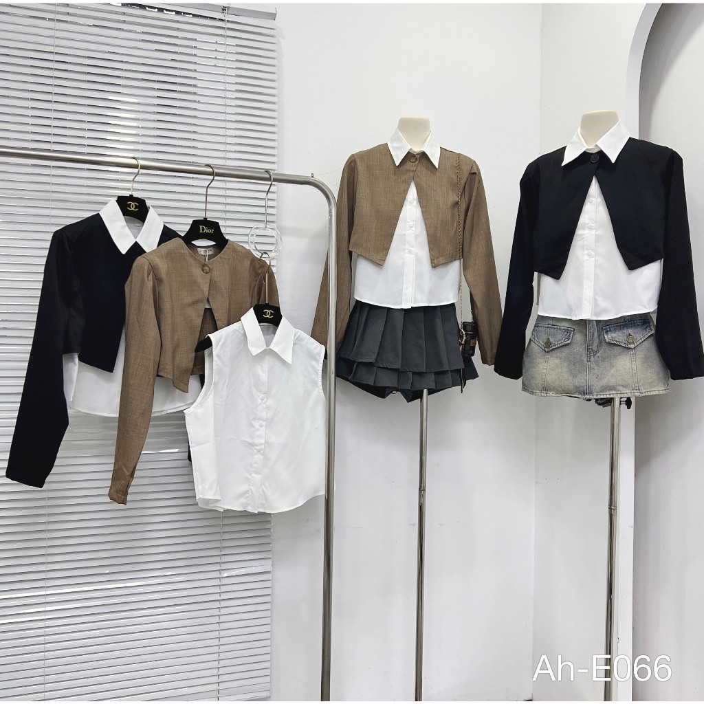 Áo sơ mi + khoác cardigan 2 màu