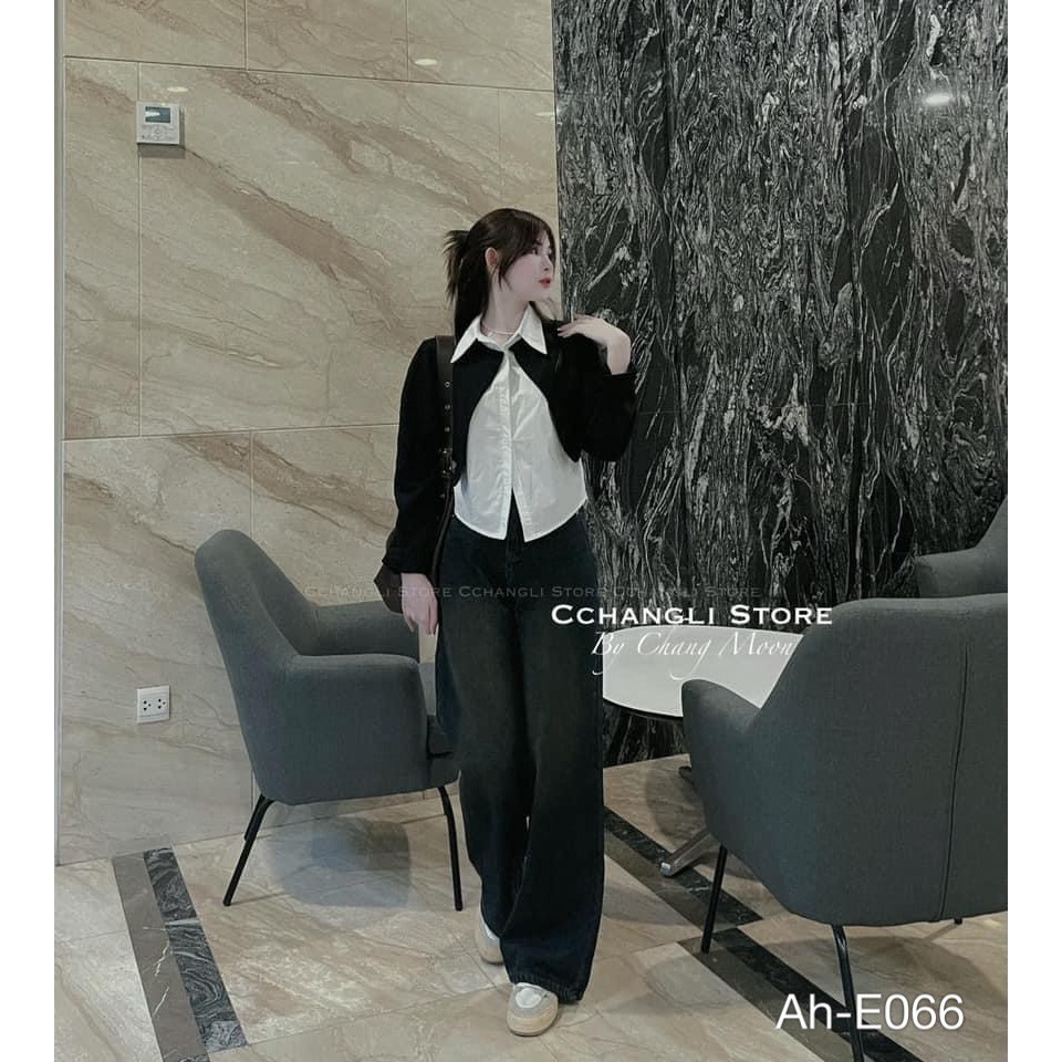 Áo sơ mi + khoác cardigan 2 màu