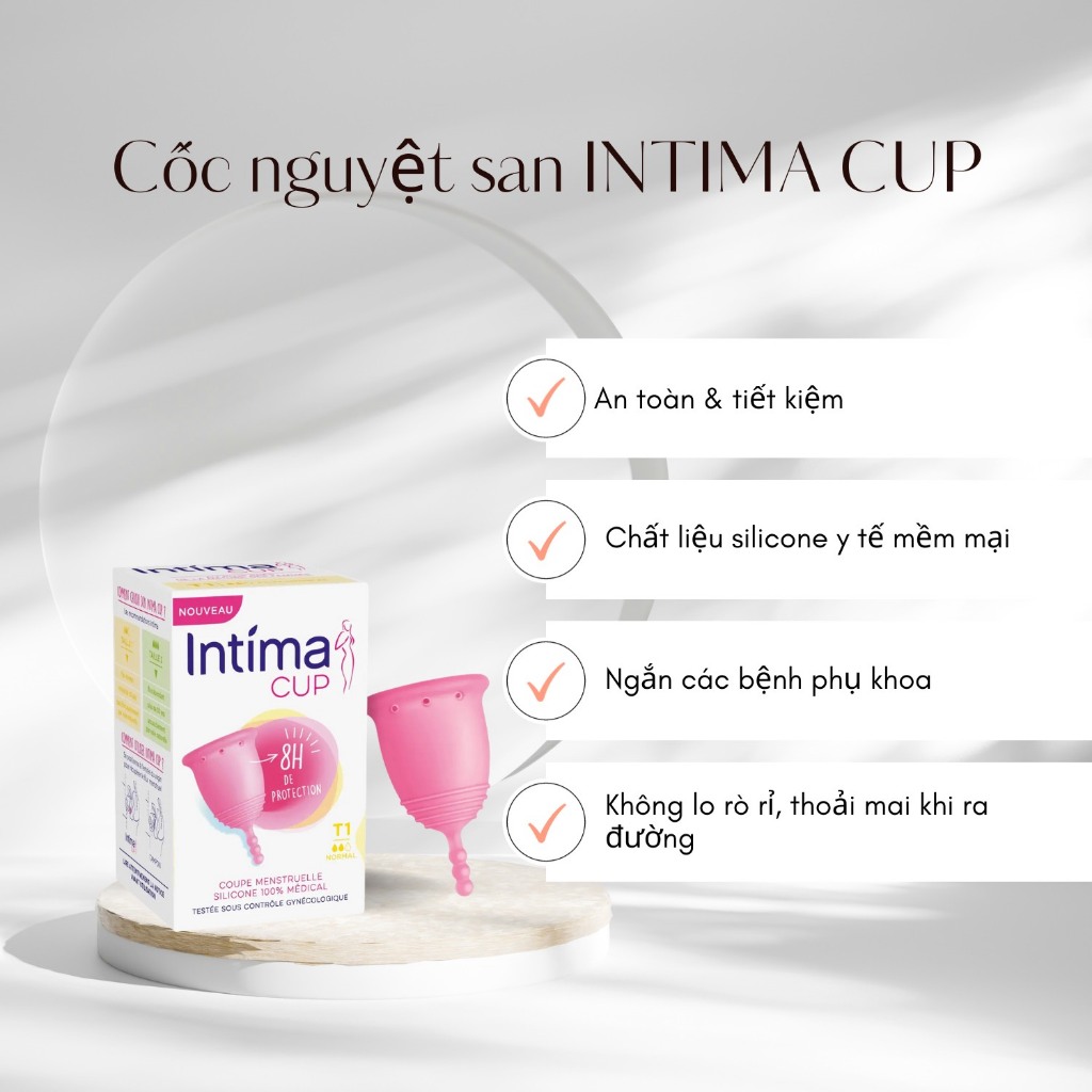 Cốc nguyệt san INTIMA CUP nội đại Pháp size 1 - tặng 1 kem bôi Saforelle 40ml
