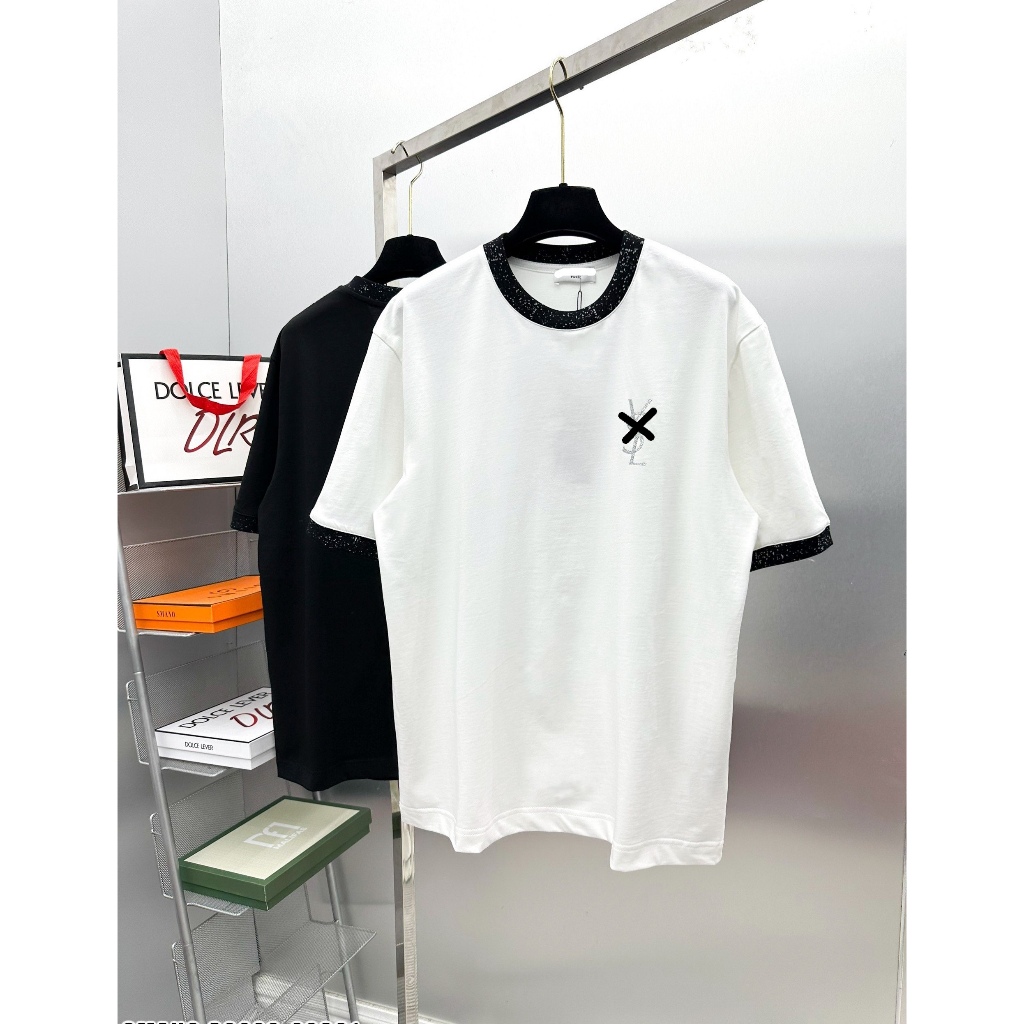 Áo Phông Siêu Cấp Nhũ Kim Tuyến  Nam Nữ Hai Màu Đen Trắng Chất Liệu Cotton, Áo Thun Nam Siêu Cấp