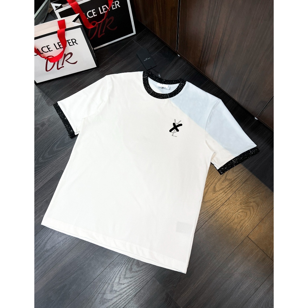 Áo Phông Siêu Cấp Nhũ Kim Tuyến  Nam Nữ Hai Màu Đen Trắng Chất Liệu Cotton, Áo Thun Nam Siêu Cấp