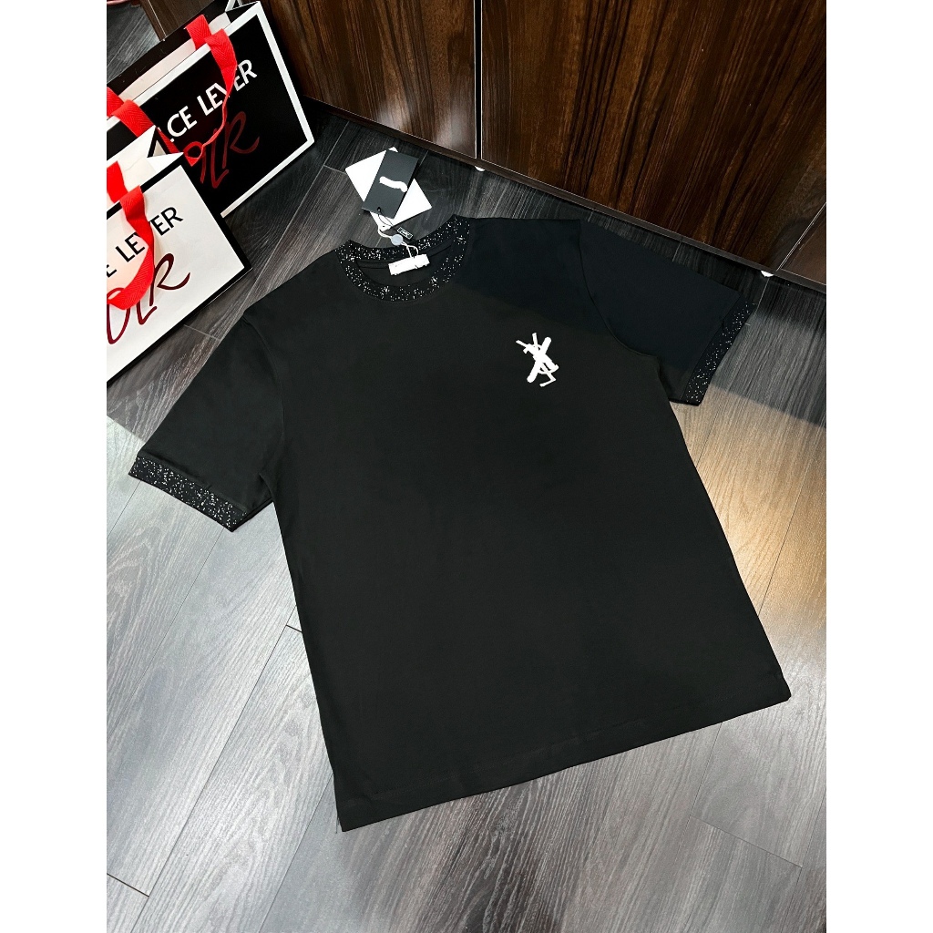 Áo Phông Siêu Cấp Nhũ Kim Tuyến  Nam Nữ Hai Màu Đen Trắng Chất Liệu Cotton, Áo Thun Nam Siêu Cấp
