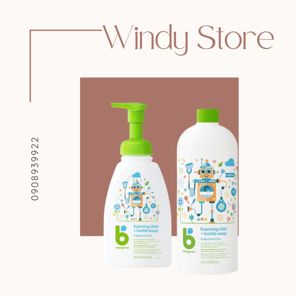 Nước rửa bình và bát đĩa Babyganics 473ml/946ml