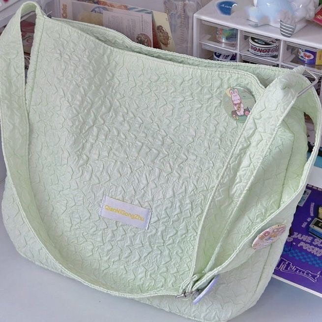 KÈM CHẢM -  Túi vải đeo chéo A4 màu hồng xanh mint trắng thích hợp đi học đi chơi kiểu dáng đơn giản dễ thương hàn quốc