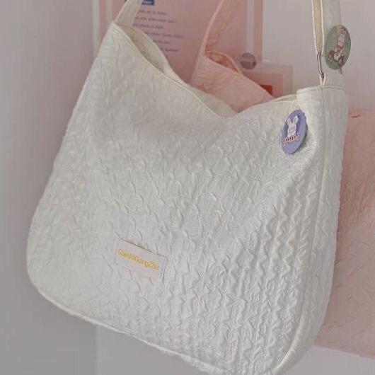 KÈM CHẢM -  Túi vải đeo chéo A4 màu hồng xanh mint trắng thích hợp đi học đi chơi kiểu dáng đơn giản dễ thương hàn quốc