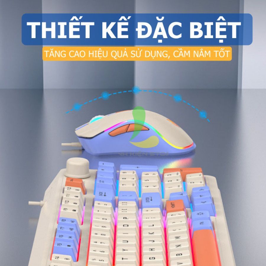 Combo bàn phím chuột có dây gaming HOSAN xunfox K820 trang bị Led 7 màu phím giả cơ chuột 3600 DPI ấn tượng