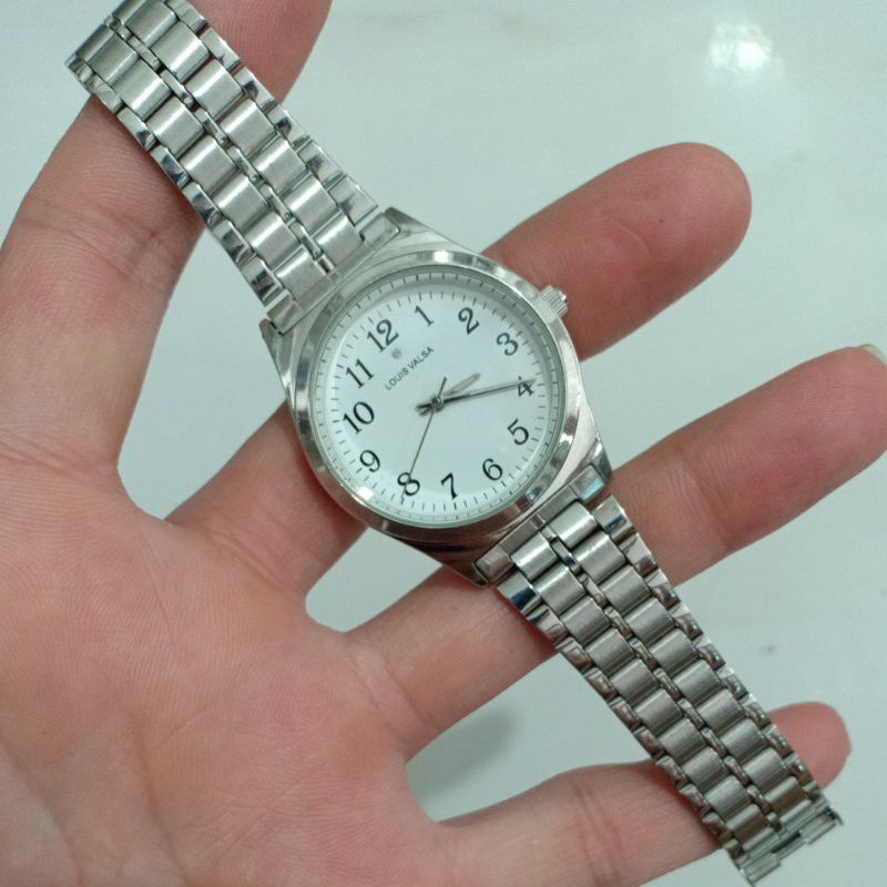 Đồng hồ si nam hiệu LOUIS VALSA dây thép lụa màu bạc độ mới cao 92%