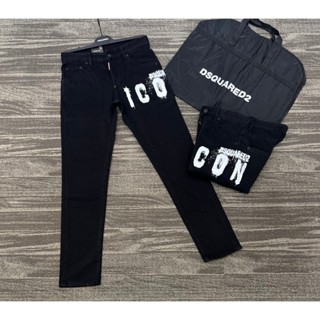 Quần Bò Nam DSQUARED2 ICON Vẩy Sơn Quần Bò Nam ICON Hoạ Tiết Chữ Icon Chạy Dọc Vảy Sơn Bản 4 Khuy