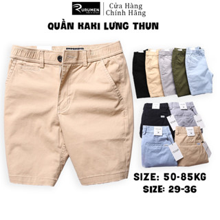  Quần Nam Short Kaki Thun Lưng RURUMEN Quần Đùi Nam Sort VNXK Màu Đen Xám Xanh Rêu 